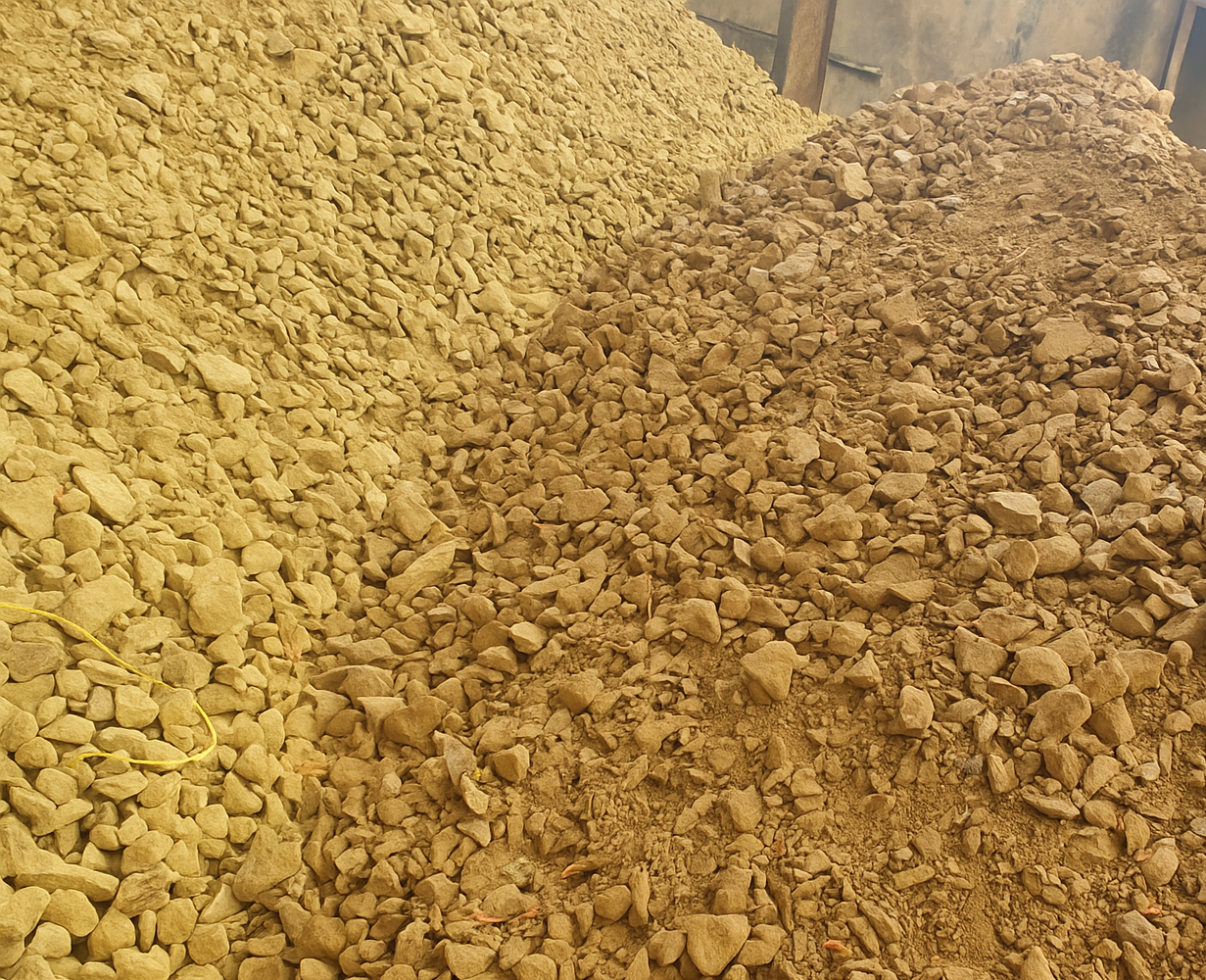 Piles of Crushed Stone in Storage